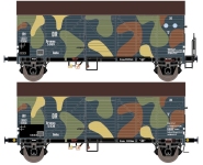 Exact-Train EX23605 - H0 - 2-tlg. Set Gedeckter Güterwagen Camouflage, DRB, Ep. II